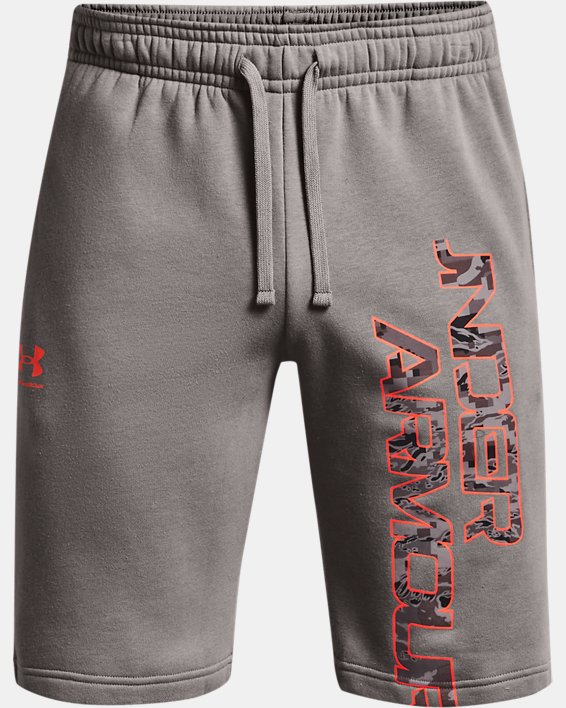 Men's UA Rival Fleece Camo Script Shorts, Gray, pdpMainDesktop image number 3